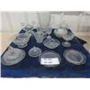 Image 1 : Box of Iris Herringbone Glassware; Pitcher, Butter Dish, Plates, Candle Holders plus more