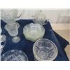 Image 3 : Box of Iris Herringbone Glassware; Pitcher, Butter Dish, Plates, Candle Holders plus more