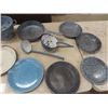 Image 3 : Lot of Enamel Graniteware ; Large Bowl, Plates, Ladle, Fry Pan