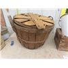Image 2 : Vintage Bushell Basket with Lid, Enamel Pail, 2 Old Crates with Advertising