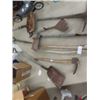 Image 4 : Lot of Old Yard Tools ; Hay Knives, Shovels, Pick Axe plus more