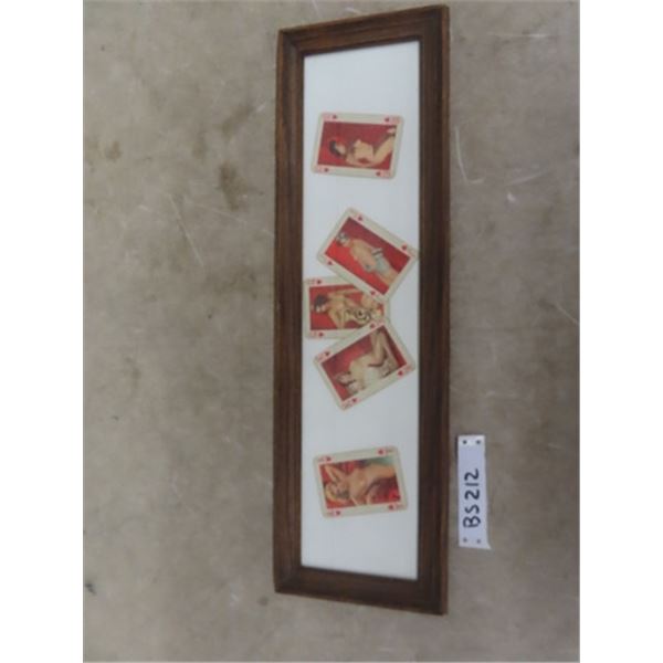 Framed Nudie Playing Cards 7" x 23"
