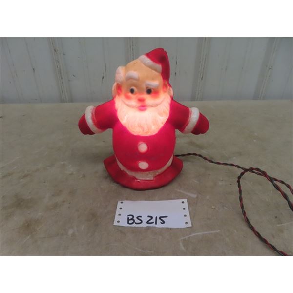 Vintage Light Up Santa - Plastic + Metal 8" Tall