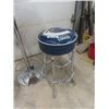 Image 3 : Vancouver Canucks Bar Table + Stools - Chrome with Upholstered Seat - Very Clean Table 27 1/2" Wide 