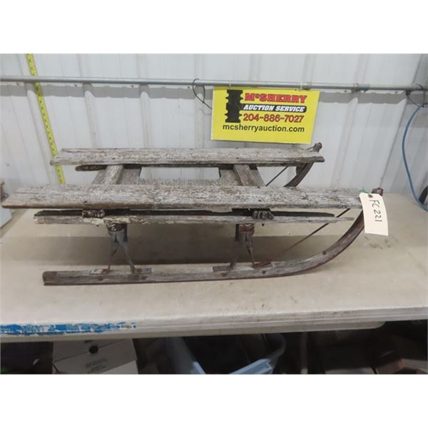 Vintage Wooden Sled 42" Long - Good + Weathered