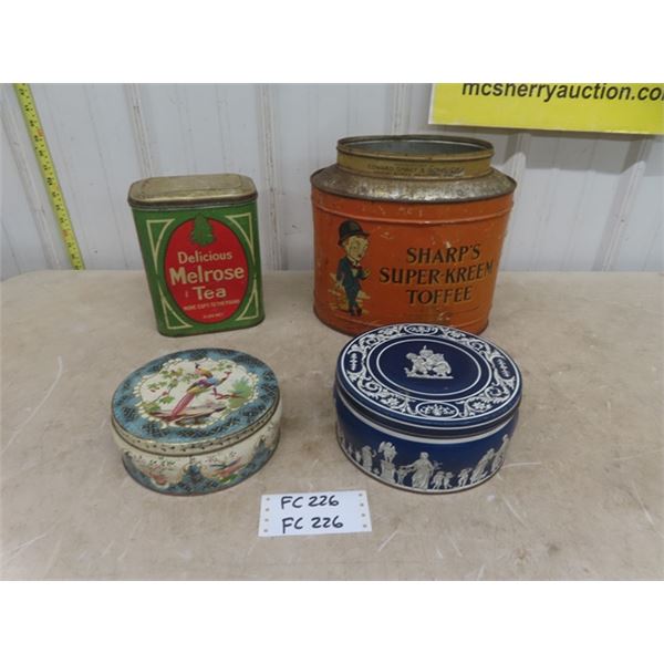Merlo Tea, Sharps Toffee, 2 Round Candy Tins