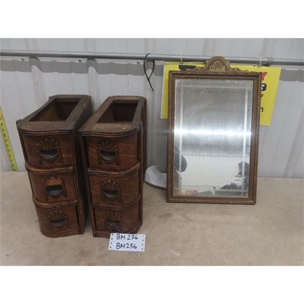 2 Nice Sewing Machine Set of 3 Drawers , Wooden Framed Mirror