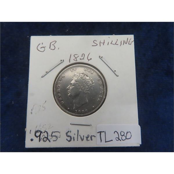 Great Britain 1826 King George 4 Shilling .925 Silver X.Fine ' Rare'