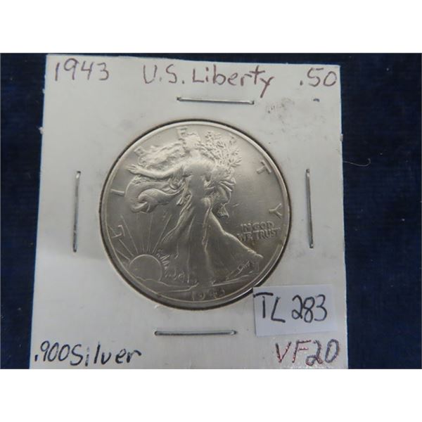 US 1943 Liberty Half Dollar VF+ .900 Silver