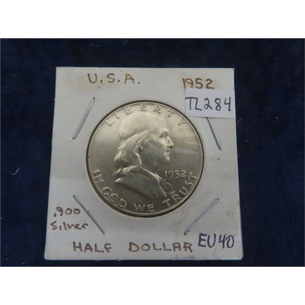 USA 1952 Franklin Half Dollar .900 Silver E.F. 40