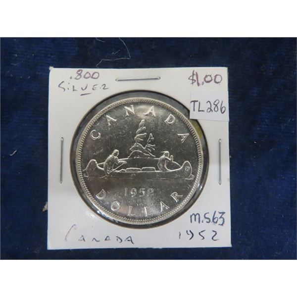 Canada 1952 Dollar .800 Silver M.S.63 ' Superb'