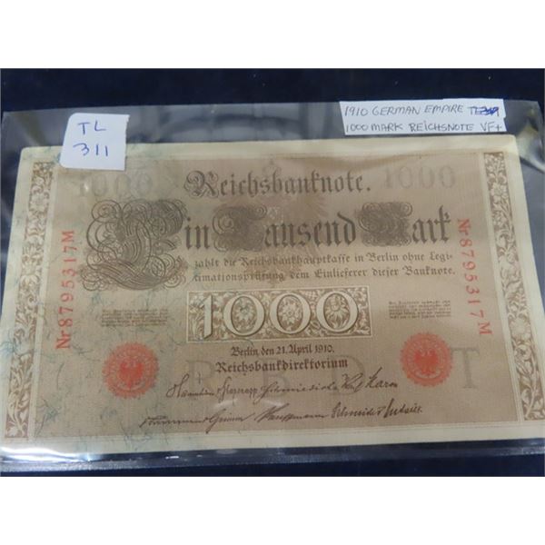German Empire 1910, 1000 Mark Reichs Banknote VF+