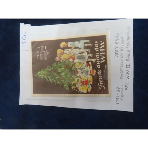 German 1937-38 Street Leaflet Handout Eagle & Swastika " Rare"