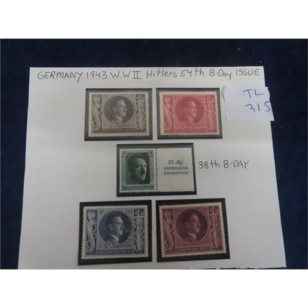 German 1943 Hitlers 38th & 54th Birthday Stamps