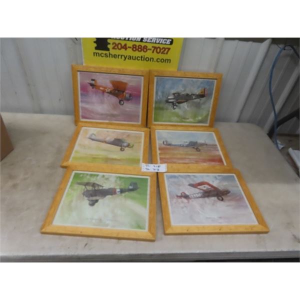 6 WW1 Framed 12" x 15"  Airplane Pictures