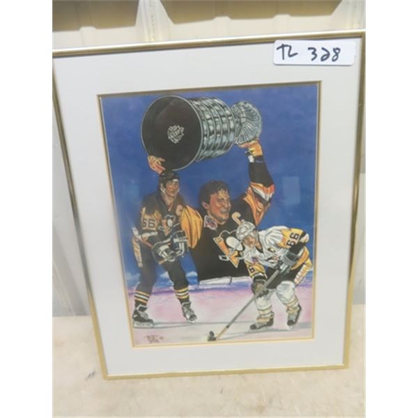 Mario Lemieux 14" x 17" Double Matted Frame 1992 Cup Winner 1533 /5000