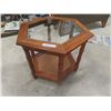 Image 1 : Small Wood + Glass End Table