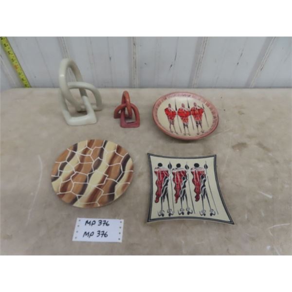 Tribal Carvings ; Bowl, Plate, Tile