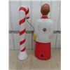 Image 4 : 2 Vintage Blow Molds; Candy Cane, Singing Boy 40" Tall