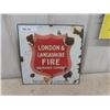 Image 1 : London + Lancashire Fire Insurance Porcelain Sign 14.5" x 14.5"