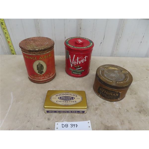 4 Tobacco Tins; Prince Albert, Velvet, Ottoman, British Consols