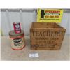 Image 1 : Teachers Whiskey Box, Duthies Soup Tin, Blue Ribbon Baking Powder Tin