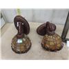 Image 2 : 2 Stained Glass Wall Light Fixtures & Metal Wall Art 14" x 30"