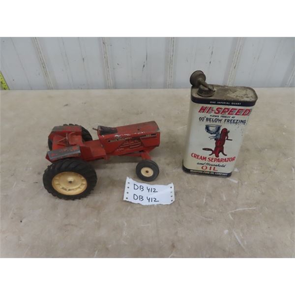 Allis Chalmers 200 Die Cast Tractor, Hi Speed Cream Separator Oil Tin