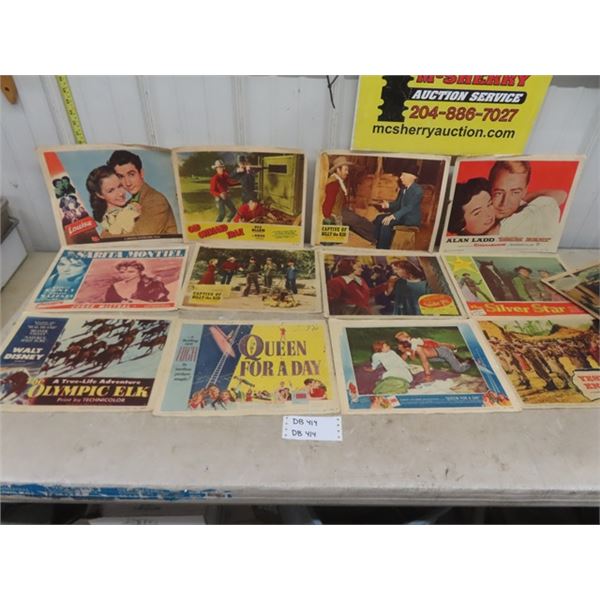 12 Vintage Lobby Cards ; Queen for a Day, Silver Star, Captive of Billy the Kid plus more