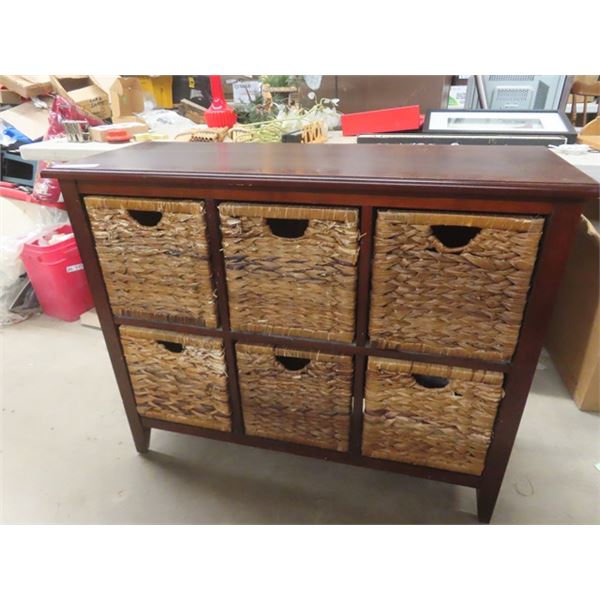 6 Bin Wicker Storage Cabinet 14.5" x 32"x 39"