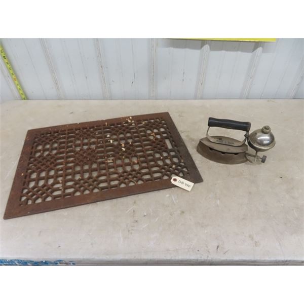 Small Cast Iron Floor Grate 16" x 24" + Gas Hand Iron