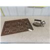 Image 1 : Small Cast Iron Floor Grate 16" x 24" + Gas Hand Iron