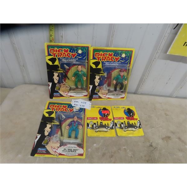 5 Dick Tracy Figurines + Ertl Cars