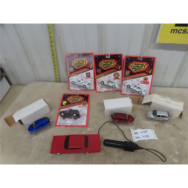 8 Cars ; 4 Road Champ, 3 Collectible Die Cast + Plastic Corded RC