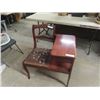 Image 1 : Telephone Table with Upholstered Seat - Cherry Finish with Rosewood Carved 19" x 27" x 32"