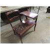Image 3 : Telephone Table with Upholstered Seat - Cherry Finish with Rosewood Carved 19" x 27" x 32"