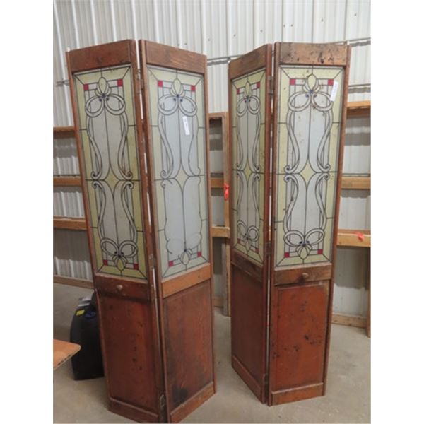 2 Doors with Stained Glass Look Windows- Needs a Good Cleaning 30" x 78"