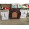 Image 2 : Wooden Wall Decor, 2 Doors - No Mirror 31.5" x 35" with 2 Framed Pictures