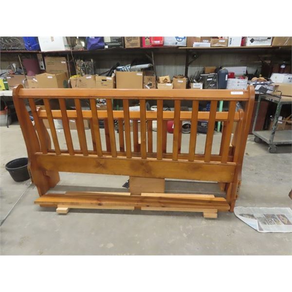 Pine Sleigh Headboard with Footboard 79" Wide Includes Rails
