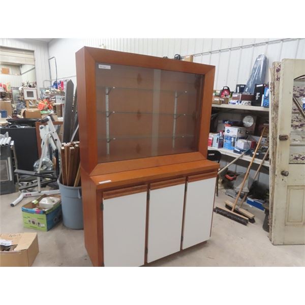 2 Pc  Display with Cupboard Bottom, 2 Glass Door with 3 Glass Shelves Upper Display - Top 11" X 36" 