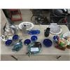 Image 1 : Silverplated Items, Cobalt Glassware, Blue Mountain Fish, 2 Ceramic Banks