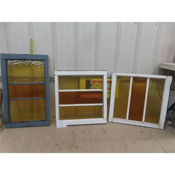 3 Custom Made Stained Glass Windows; 1) 18" x 30" , 2) 22.5" x 24"