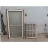 Image 1 : 2 Wooden Framed Windows - Largest 33" x 60" 12 Panel Window is 25"x 33"