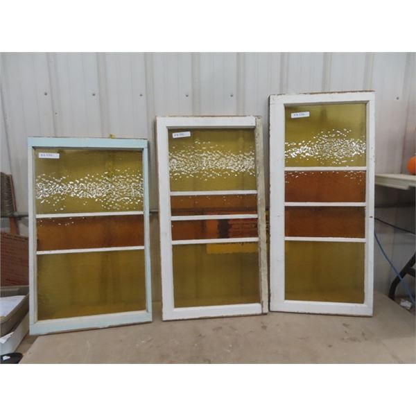 3 Custom Made Stained Glass Windows ; 21" x 36" , 21" x 40" , 20" x 44"