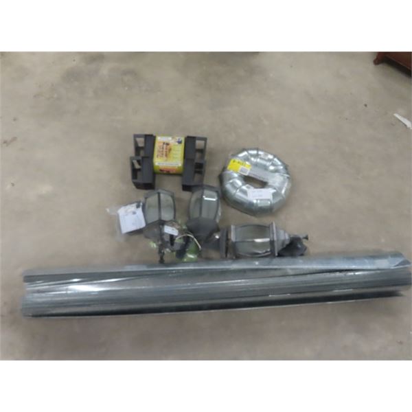(10) 5' Duct Work Sections, 3 Outdoor Wall Lights Log Stacker Connectors