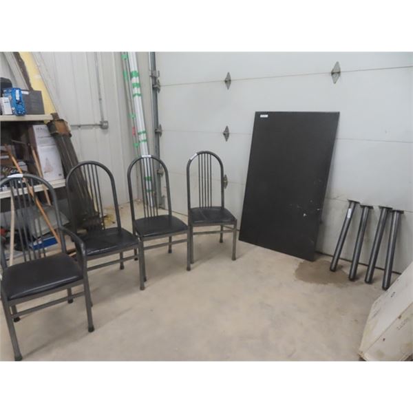 Dining Room Table 28" x 36" x 60" with 4 Chairs - Metal with Upholstered Seats