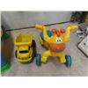 Image 2 : Baby Items; High Chair, Entertainment Center, Ride on Toy + Dump Truck