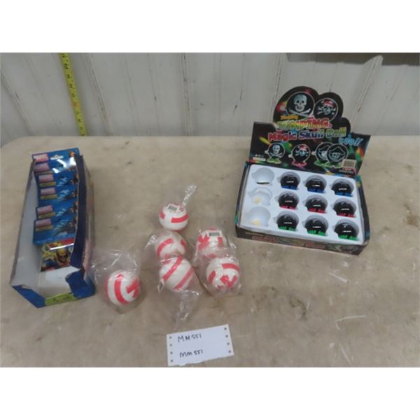 Marvel Character Elastics, Jumping Magic Skull Balls, 6 Canada Flag Bouncy Balls - All New