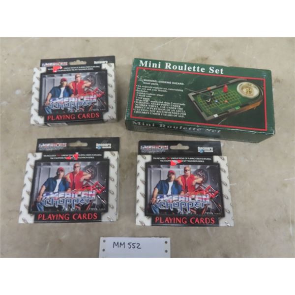 3 Packs of American Choppers Playing Card, Mini Roulette Set - All New in Package