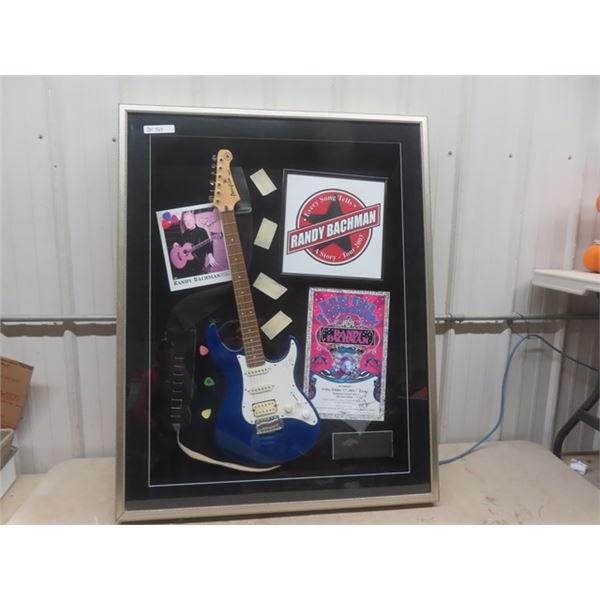 Randy Bachman Signed Guitar + Memorabilia in Shadow Box From 2003 Special Olympics - Concert in Winn